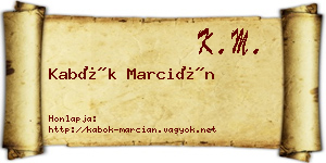 Kabók Marcián névjegykártya
